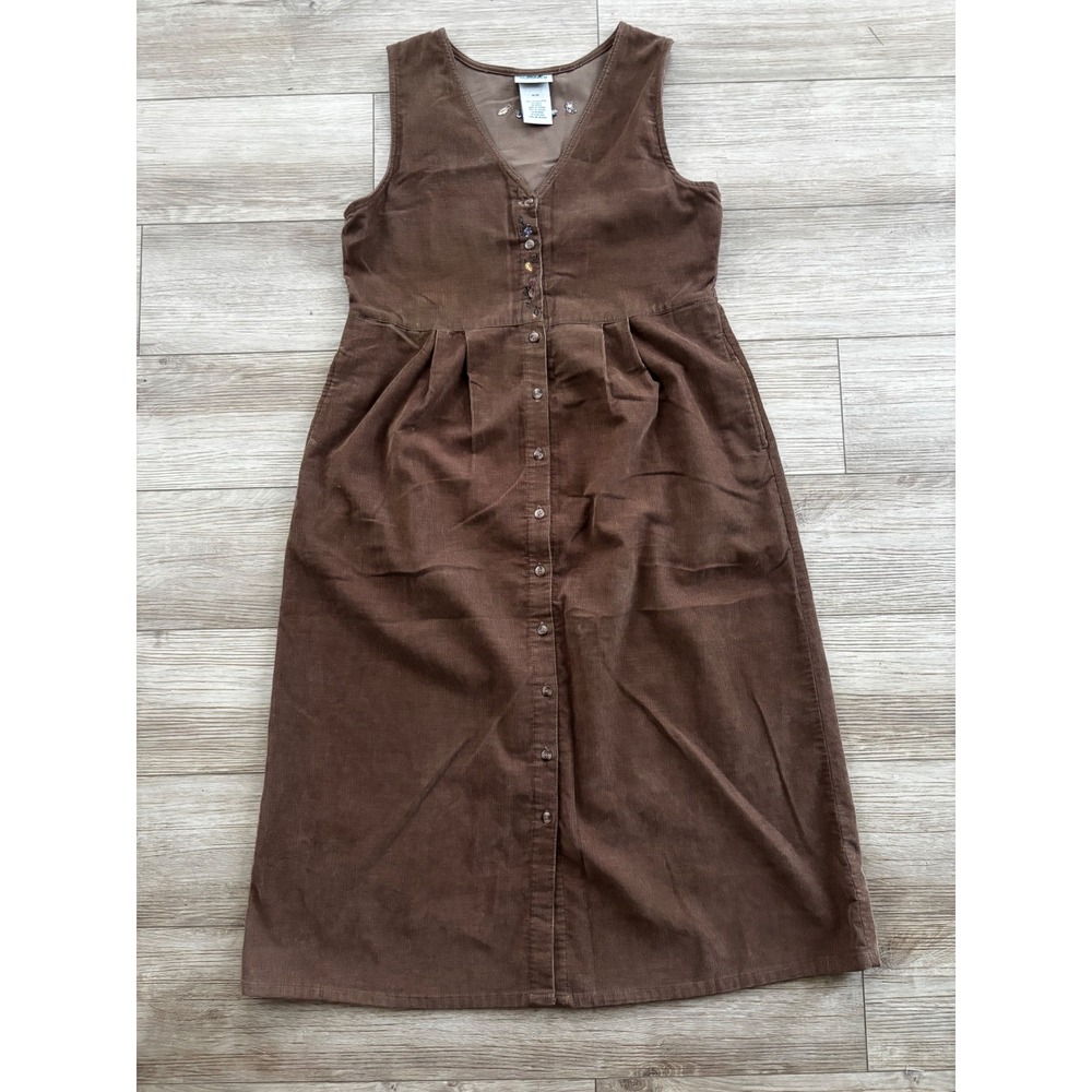 Northern Reflections Brown Sleeveless Button-Front Midi Dress